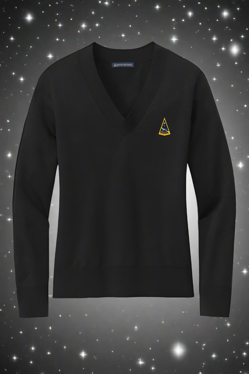 Women’s Cotton Stretch V-Neck Sweater - Embroidered SSC