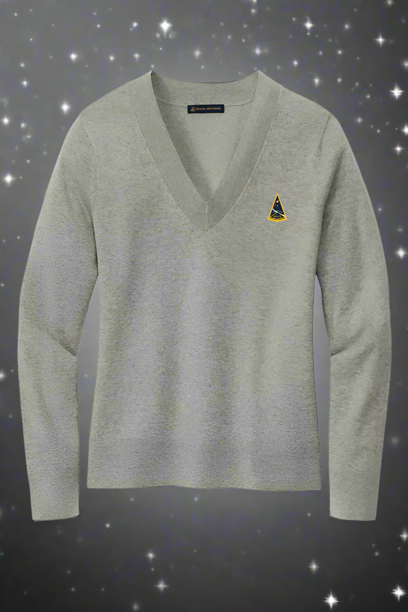 Women’s Cotton Stretch V-Neck Sweater - Embroidered SSC
