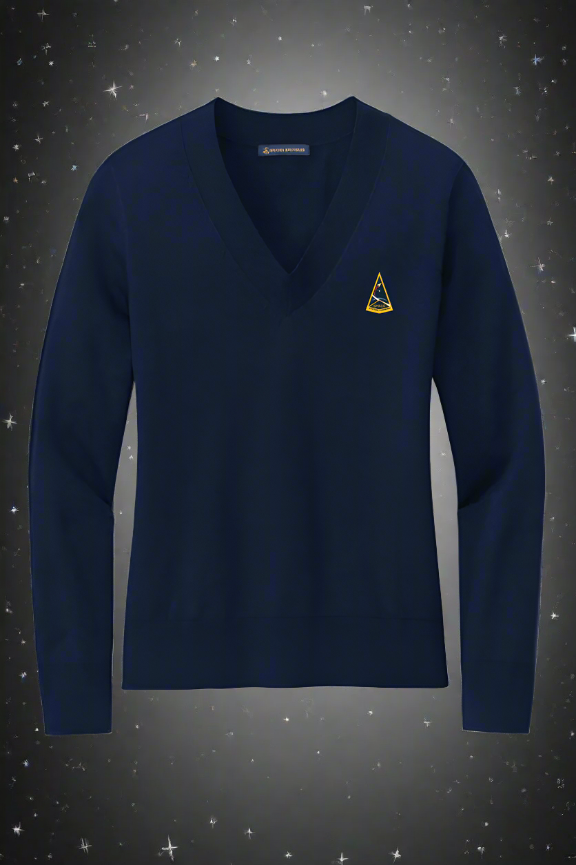 Women’s Cotton Stretch V-Neck Sweater - Embroidered SSC