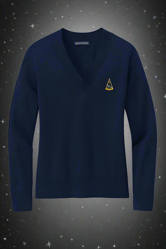 Women’s Cotton Stretch V-Neck Sweater - Embroidered SSC